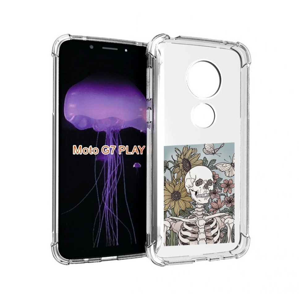 

Чехол MyPads скелетик с подсолнухами для Motorola Moto G7 Play, Прозрачный, Tocco