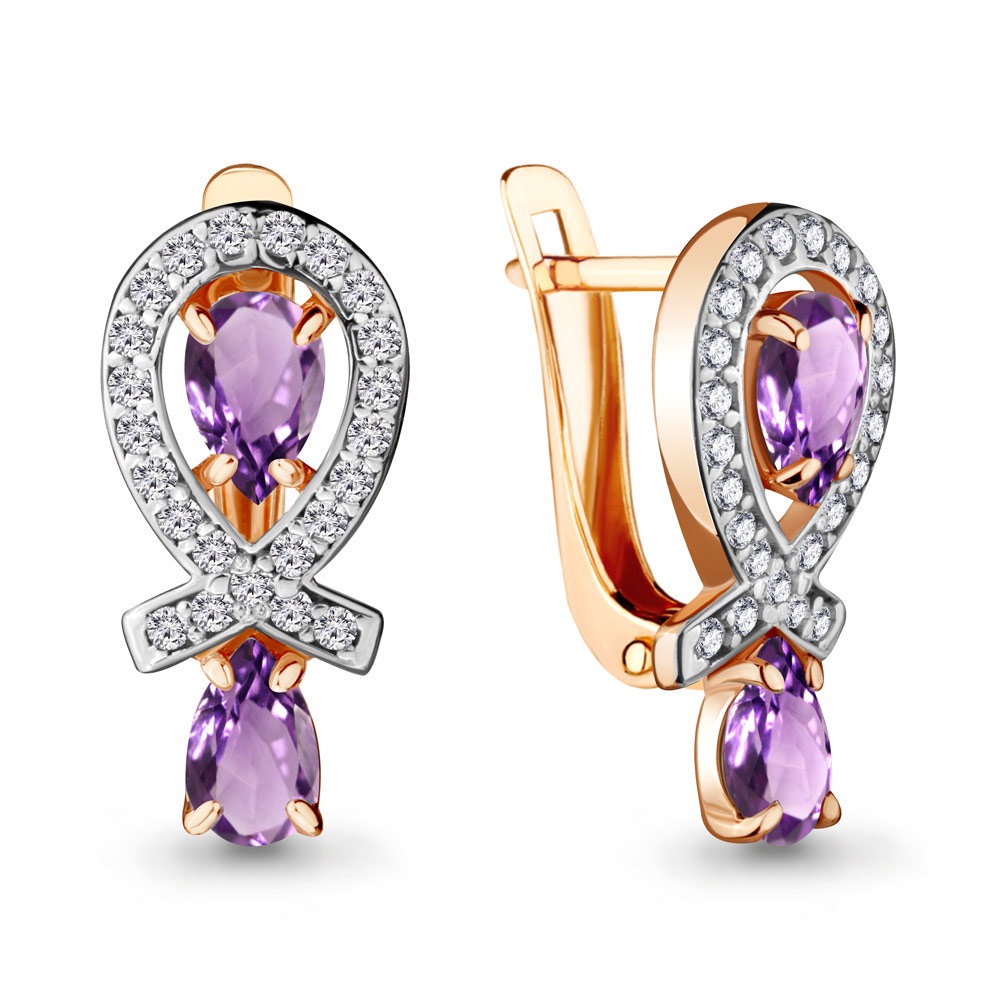

Серьги из серебра с аметистом Aquamarine 4721004А_925_з, 4721004А_925_з