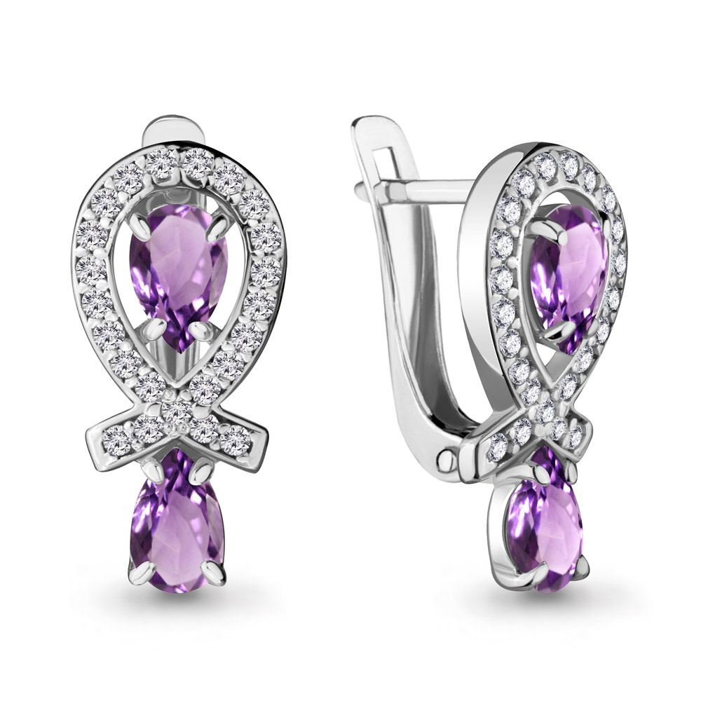 

Серьги из серебра с аметистом Aquamarine 4721004А_925_р, 4721004А_925_р