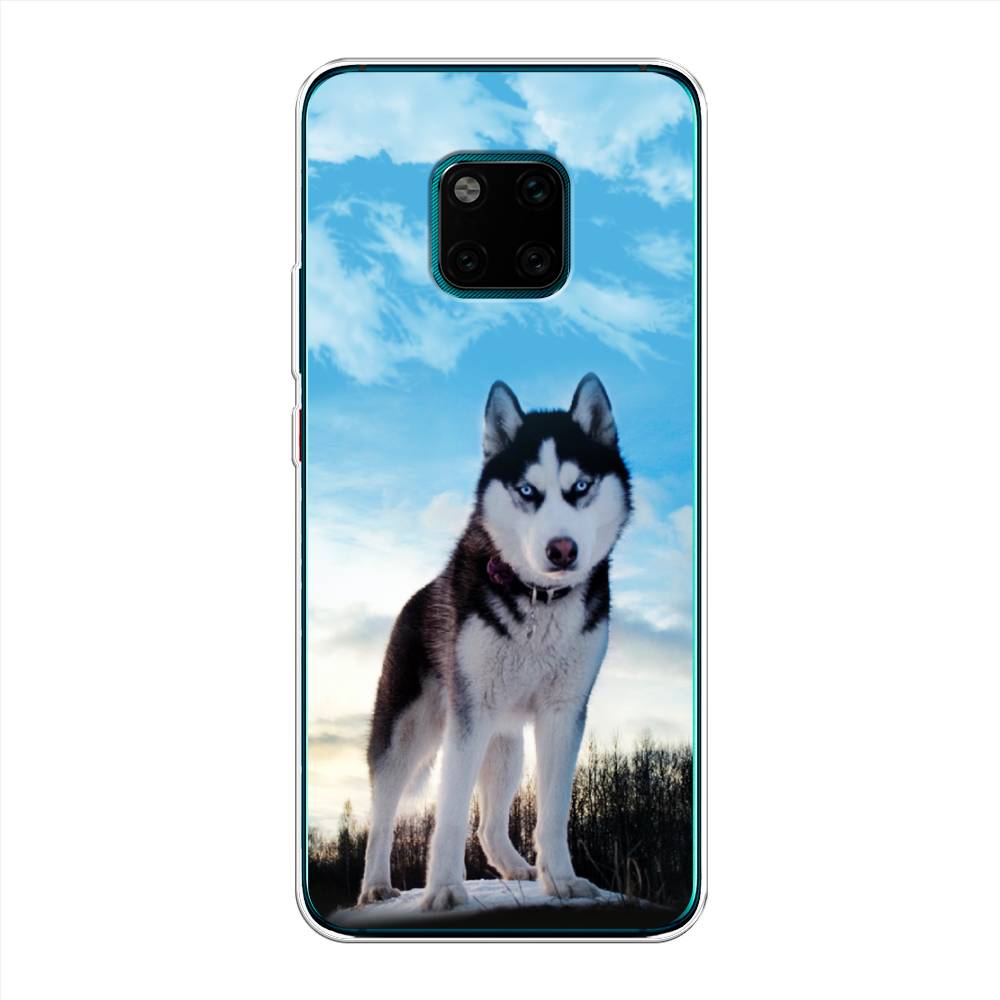 

Чехол Awog на Huawei Mate 20 Pro "Хаски 3", Белый;черный;голубой, 67050-2