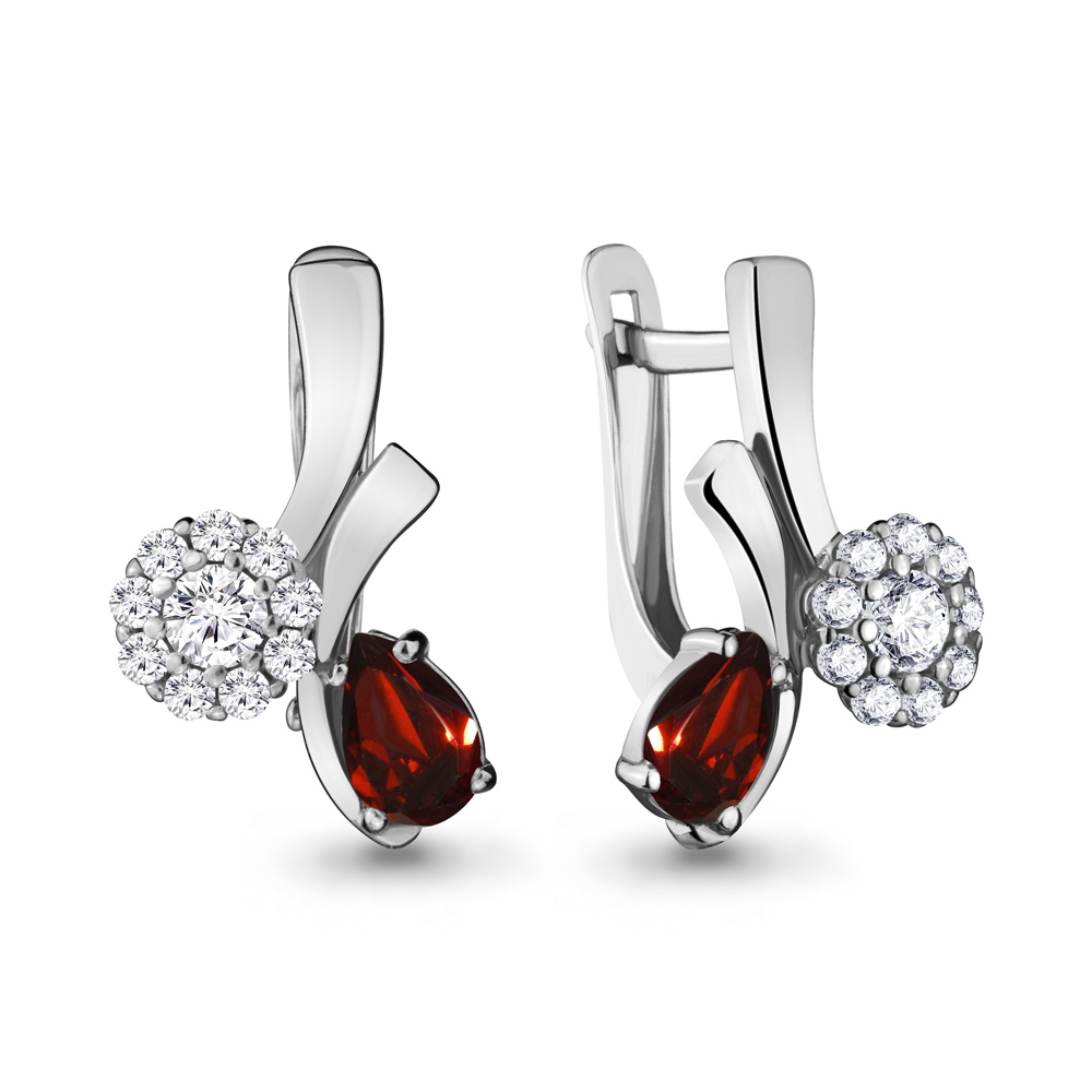

Серьги из серебра с гранатом Aquamarine 4721403А_925_р, 4721403А_925_р