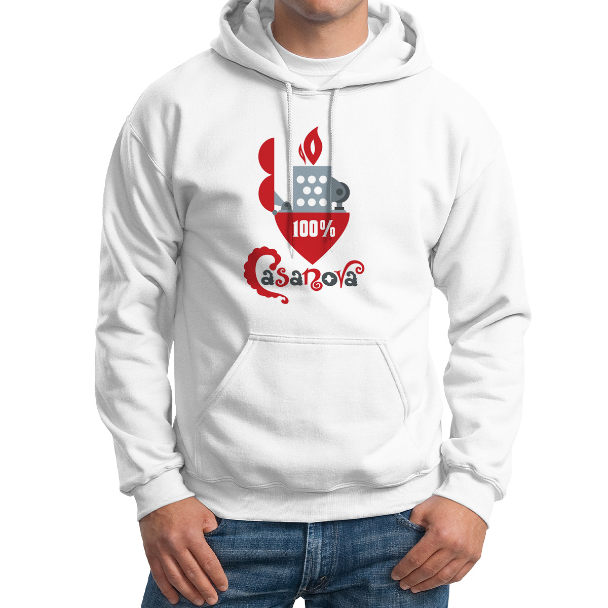 

Худи унисекс CoolPodarok Прикол Зажигалка Casanova белое 64 RU, M0151577
