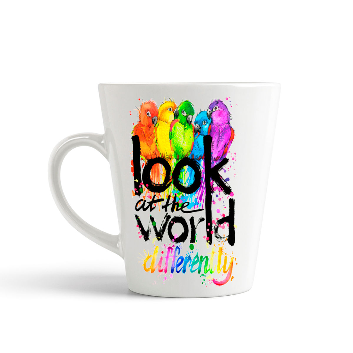 

Конусная кружка CoolPodarok Look at the world differently. Попугайчики