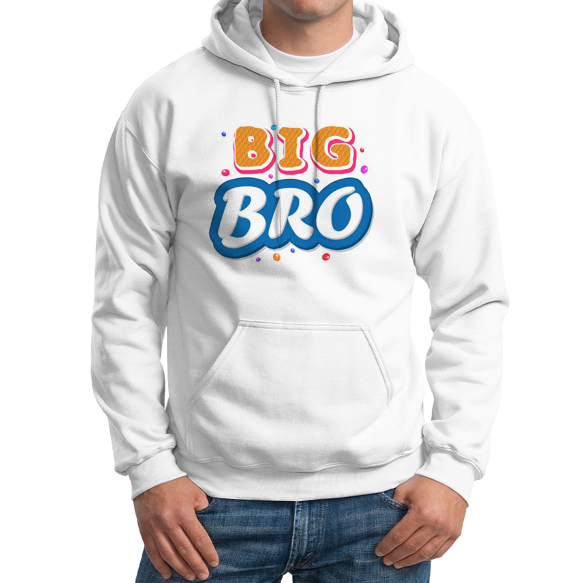 

Худи унисекс CoolPodarok Прикол Big bro Большой брат белое 64 RU, M0151629