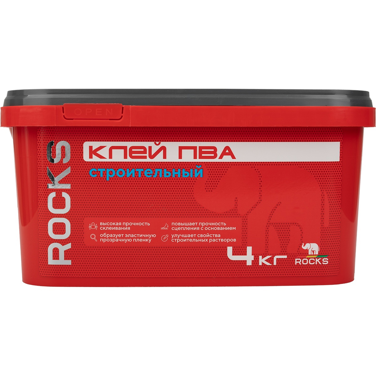 

Клей ПВА Строительный ROCKS 4 кг, Белый, ROCKS-3