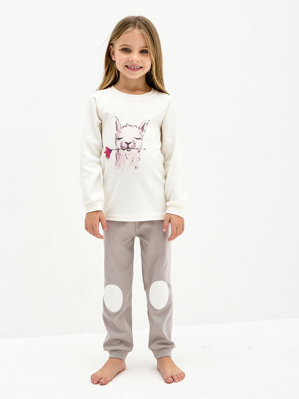 Пижама детская KOGANKIDS 341-311-16, молочный, серый, 104 лама красная пижама