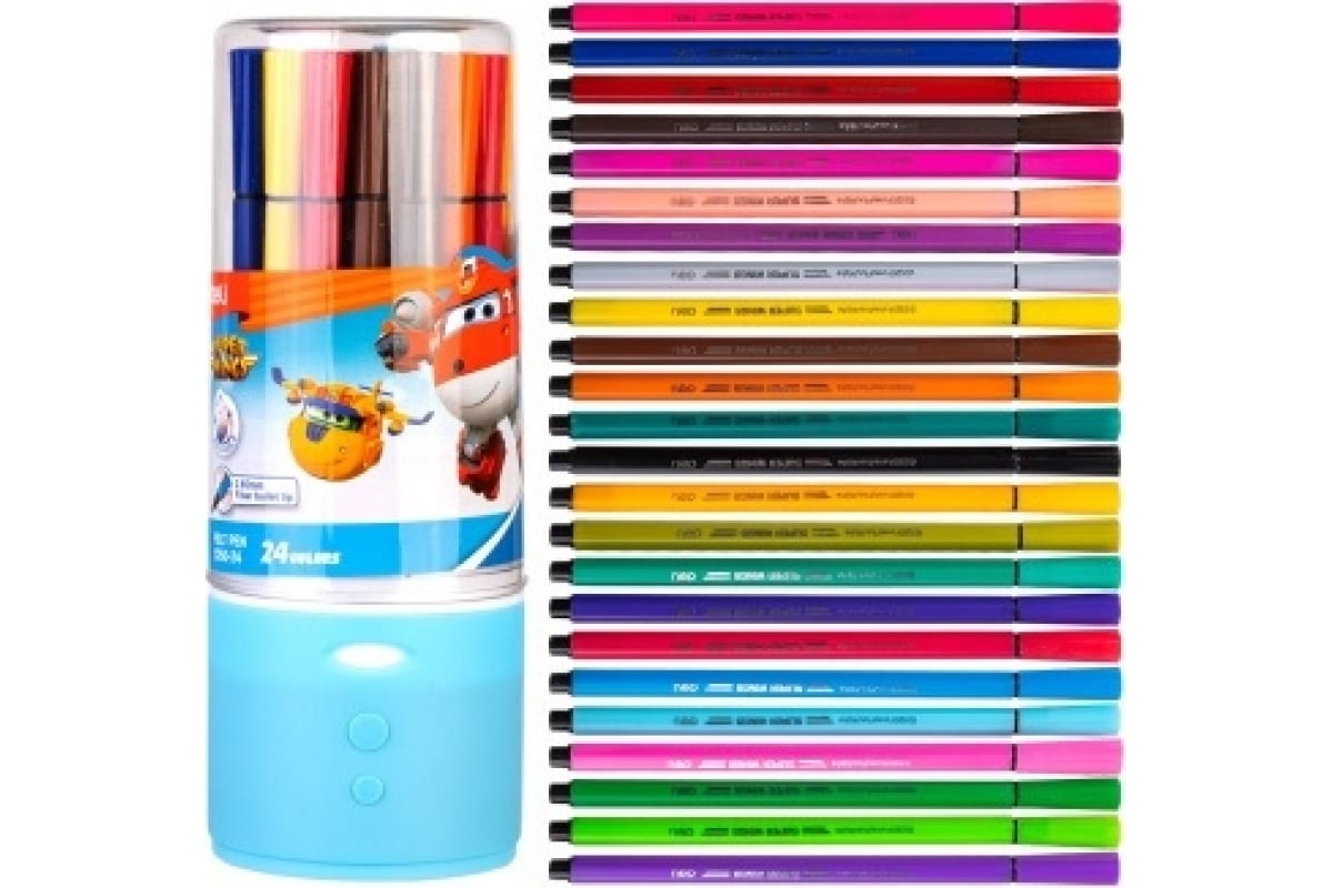 

Фломастеры Deli EC150-24 Super Wings 24 цвета, пластиковая туба, Разноцветный