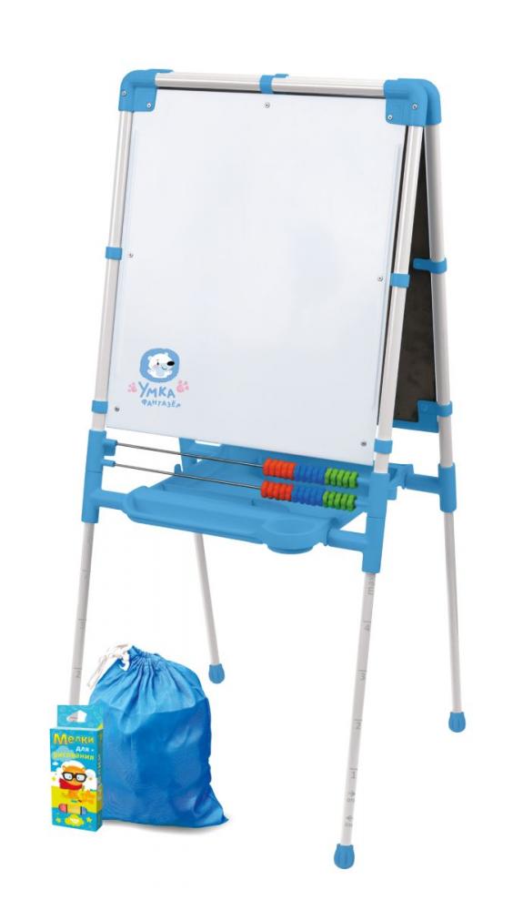 Мольберт двухсторонний Nika Доска знаний 2 ДЗМ2/Г голубой, с мелками, азбукой, цифрами