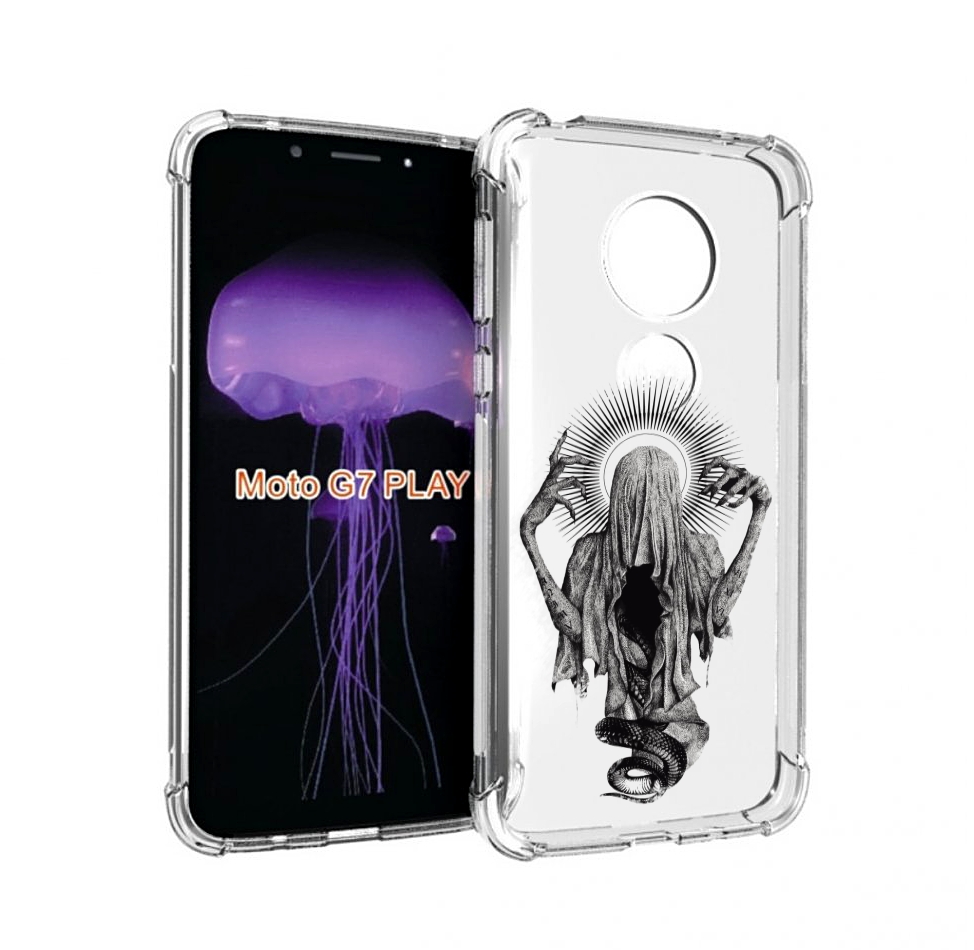 

Чехол MyPads страшная змея в мантии для Motorola Moto G7 Play, Прозрачный, Tocco