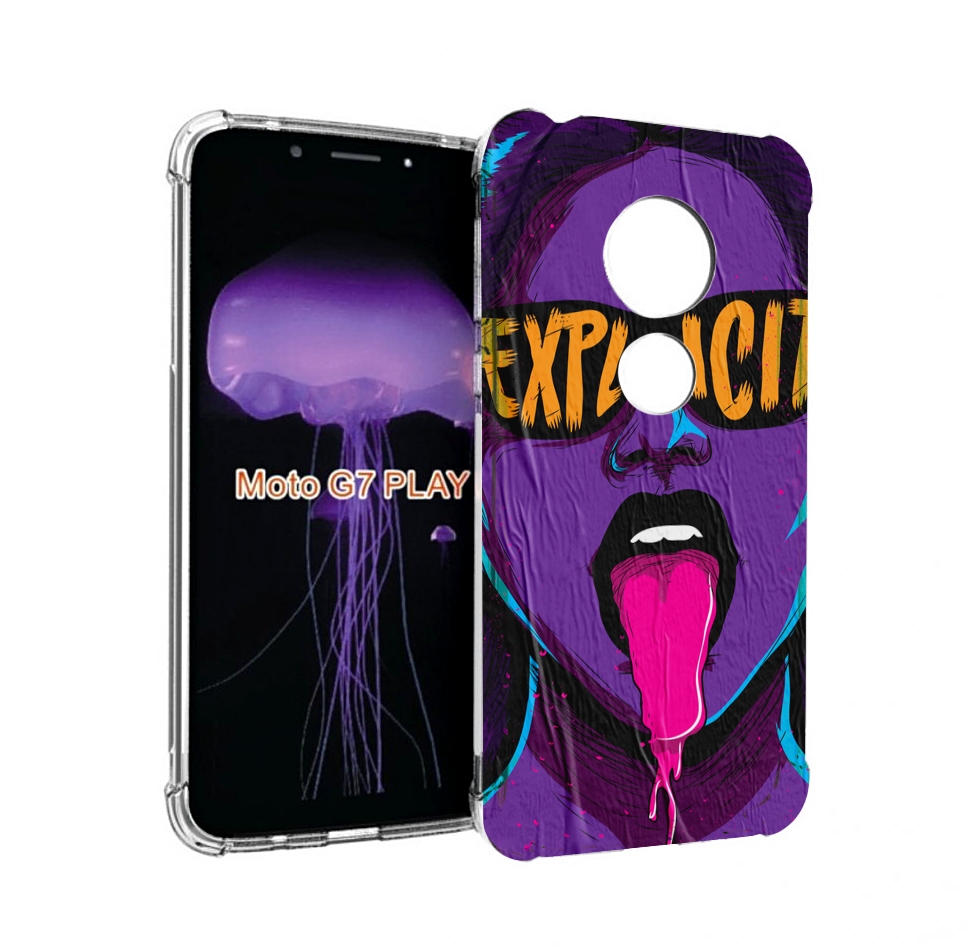 Чехол MyPads фиолетовая-девушка-в-очках женский для Motorola Moto G7 Play