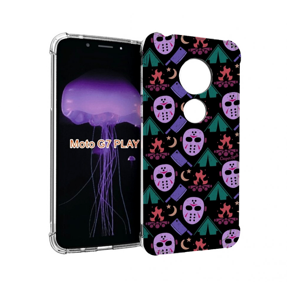 

Чехол MyPads фиолетовые маски для Motorola Moto G7 Play, Прозрачный, Tocco