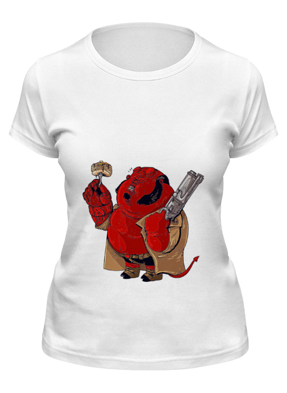 

Футболка женская Printio Fat hellboy белая XL, Белый, Fat hellboy