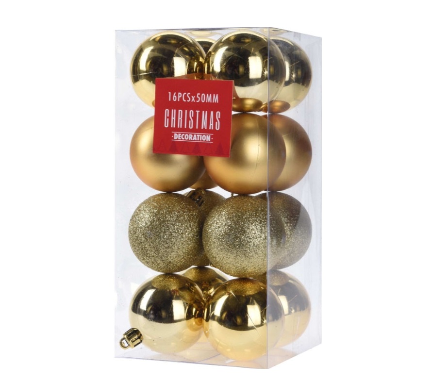 фото Набор шаров на ель koopman 5 см золотистый 16 шт. koopman international