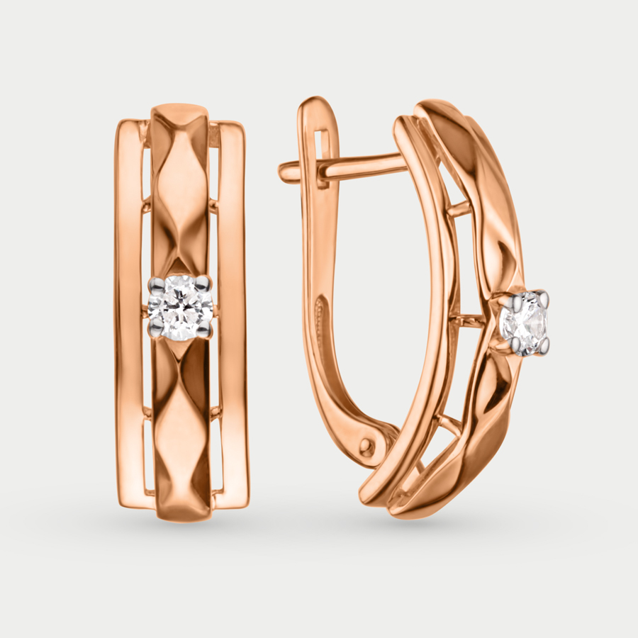

Серьги из красного золота Династия 027572-1102, фианит, 027572-1102