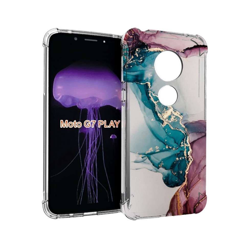 

Чехол MyPads фиолетовый синий краски для Motorola Moto G7 Play, Прозрачный, Tocco