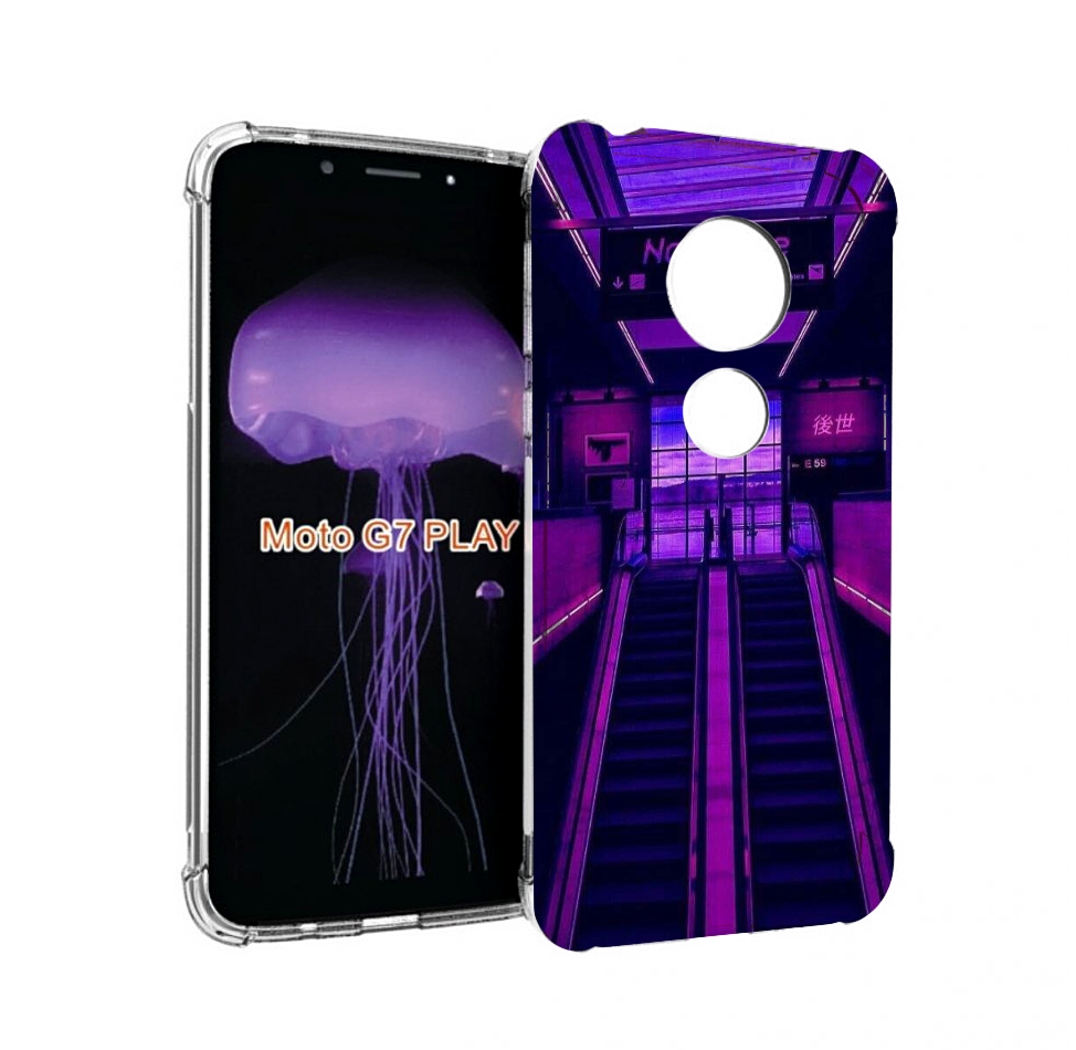 

Чехол MyPads фиолетовый эскалатор для Motorola Moto G7 Play, Прозрачный, Tocco