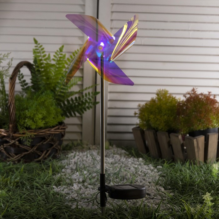 

Садовый светильник Luazon Lighting на солнечной батарее Ветерок, 66 см, 1 LED, мульти RGB