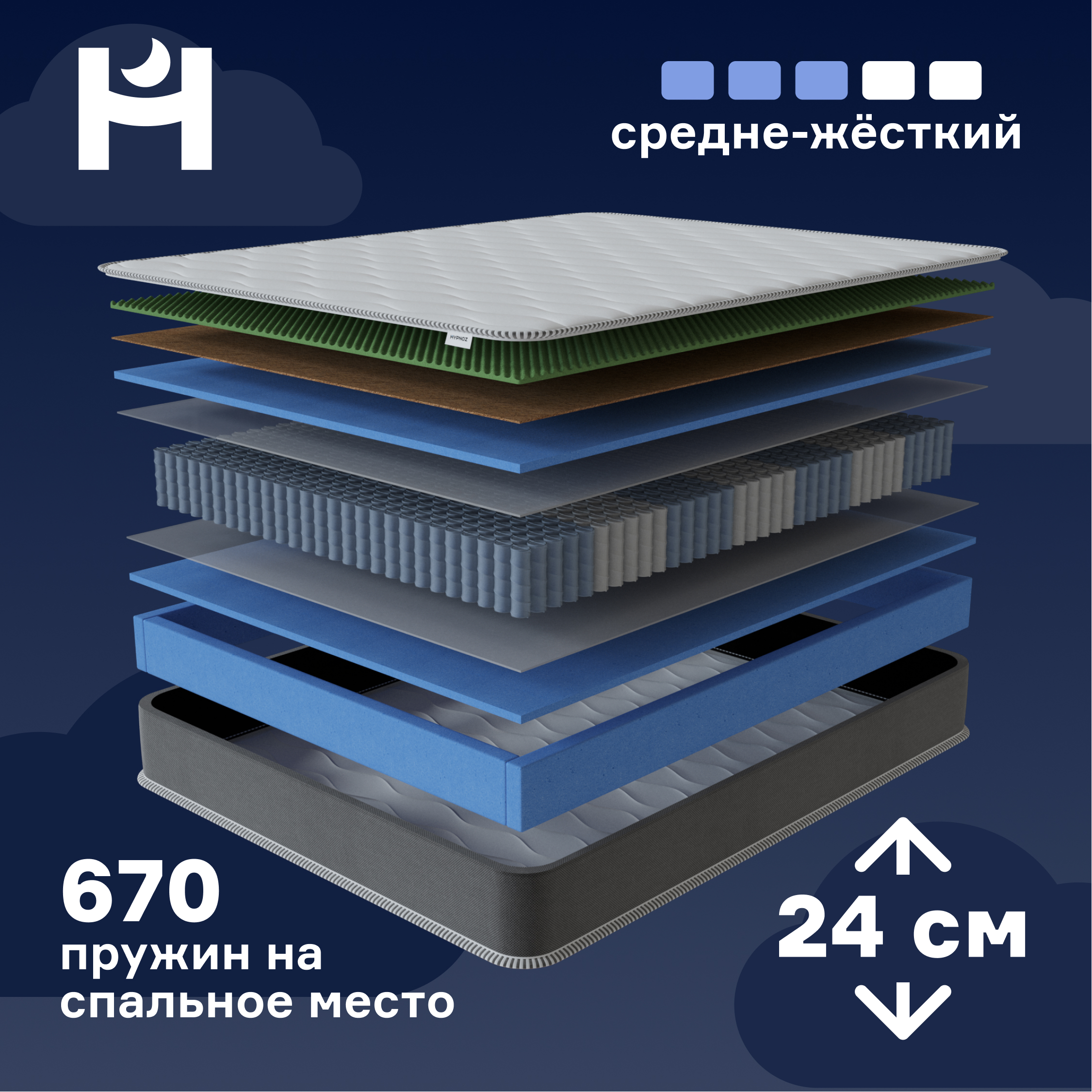 

Матрас HYPNOZ Spring Nova 140х200, Белый, Spring Nova