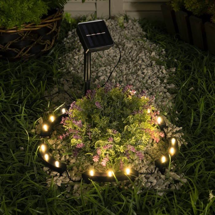 

Садовый светильник Luazon Lighting на солнечной батарее "Обруч", 15 LED, теплое белое