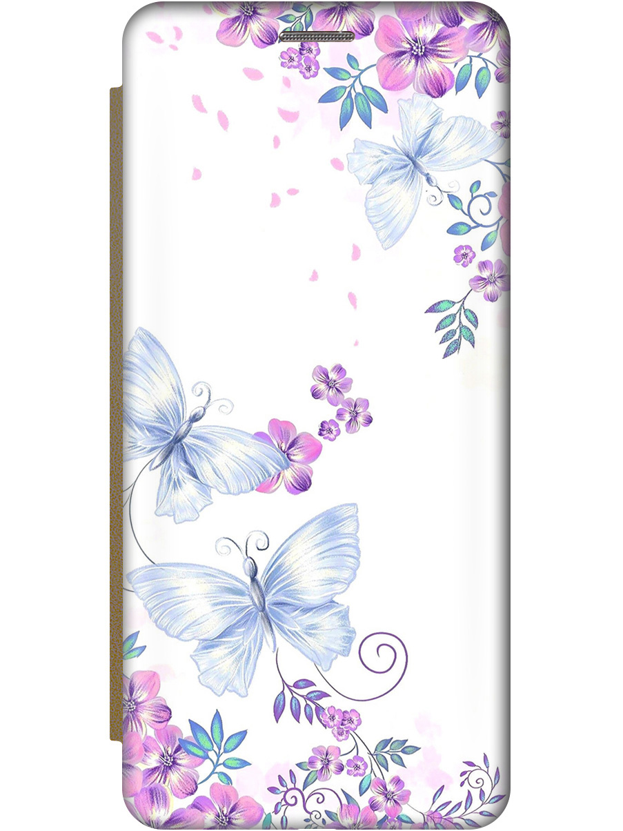 

Чехол-книжка на Infinix Hot 40i с рисунком "Бабочки и фиалки" золотой, Белый;фиолетовый, 20011896