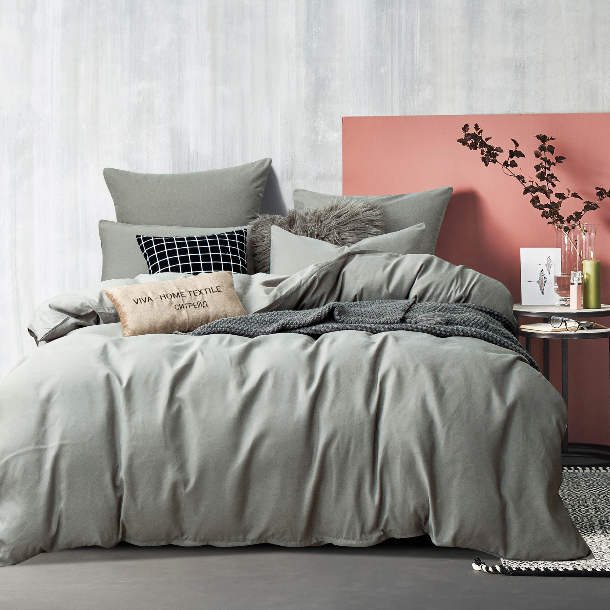 фото Комплект постельного белья ситрейд 2 спальный серый, сатин, наволочки 50x70 2 шт.