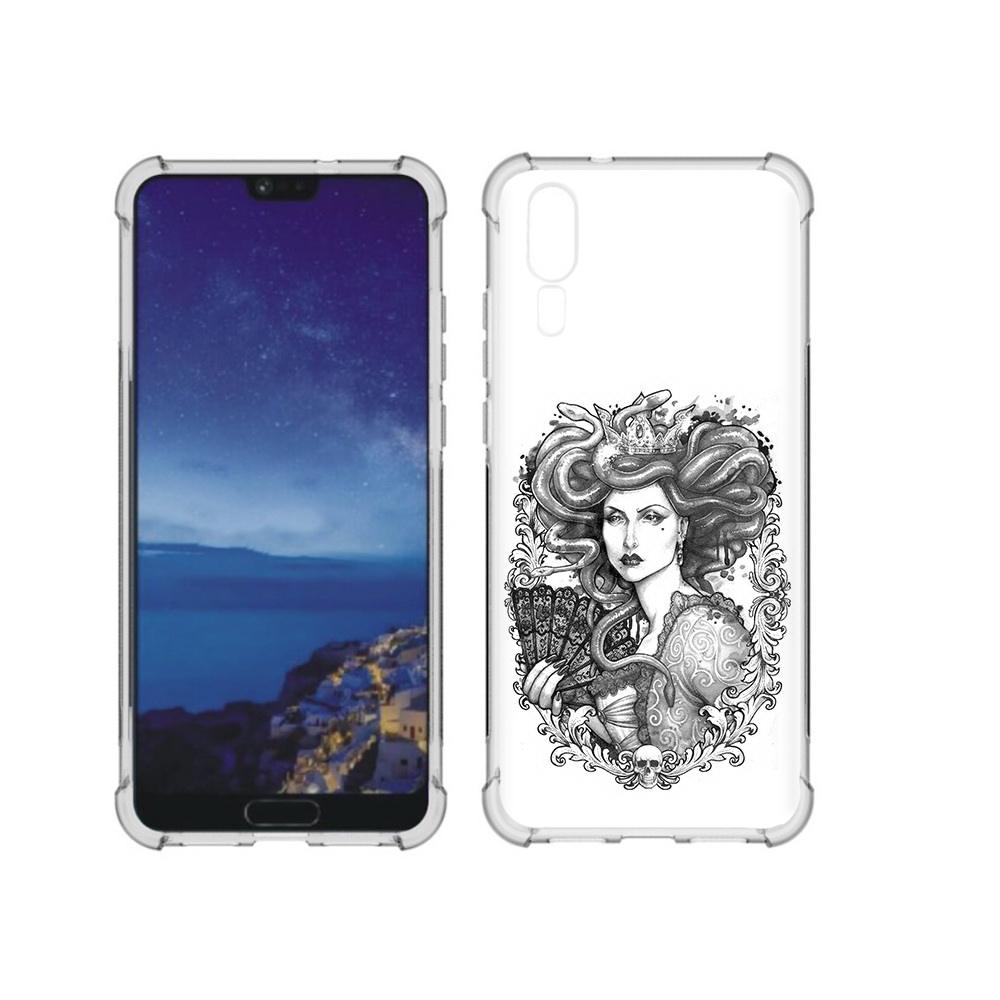 

Чехол MyPads Tocco для Huawei P20 медуза черно белый (PT108006.52.472), Прозрачный, Tocco