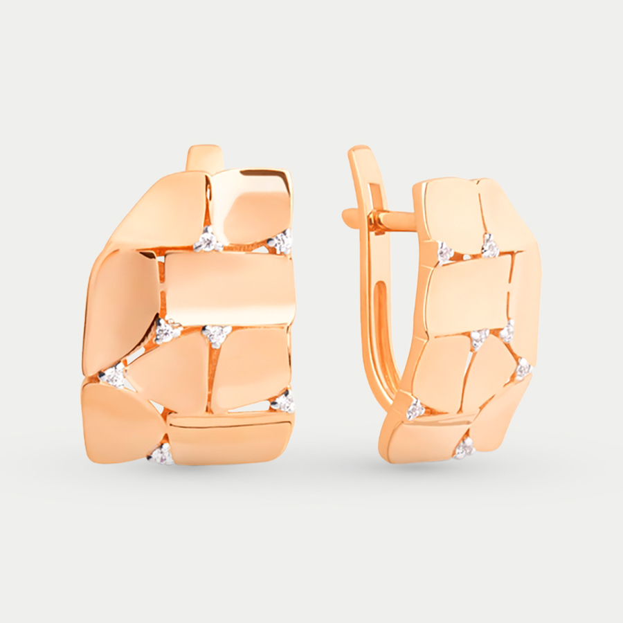 

Серьги из красного золота Династия 902842-1102, фианит, 902842-1102