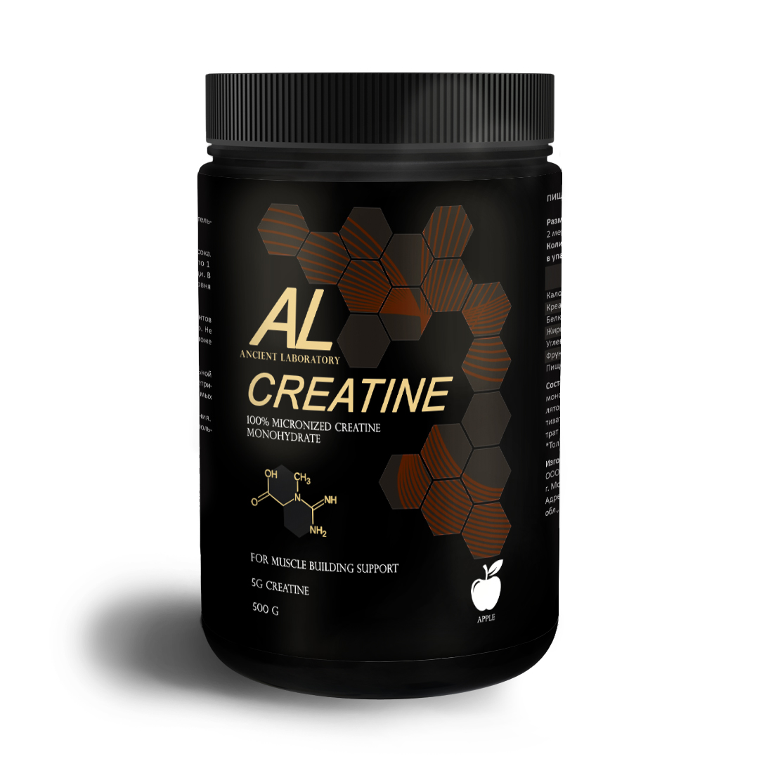 Креатин Моногидрат Ancient Laboratory Creatine Monohydrate 500 грамм, порошок, яблоко
