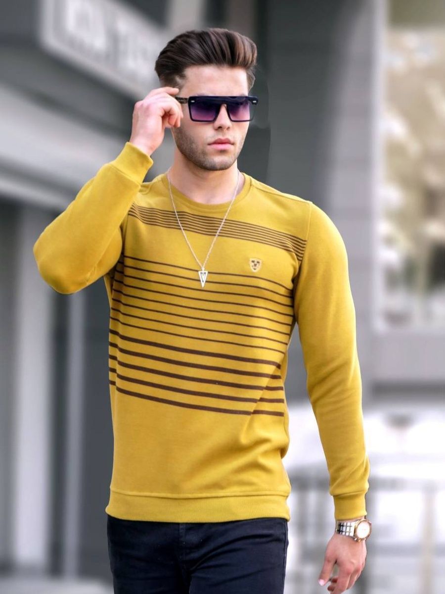 

Джемпер мужской NoBrand stripes желтый S, stripes