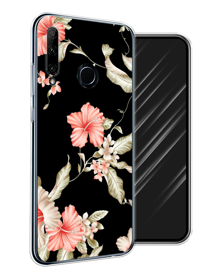 

Чехол Awog на Honor 20 Lite 2019 "Цветы для черном", Черный;розовый, 68950-8