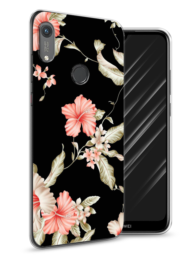 

Чехол Awog на Honor 8A (8A Pro/Prime) "Цветы для черном", Черный;розовый, 68750-8