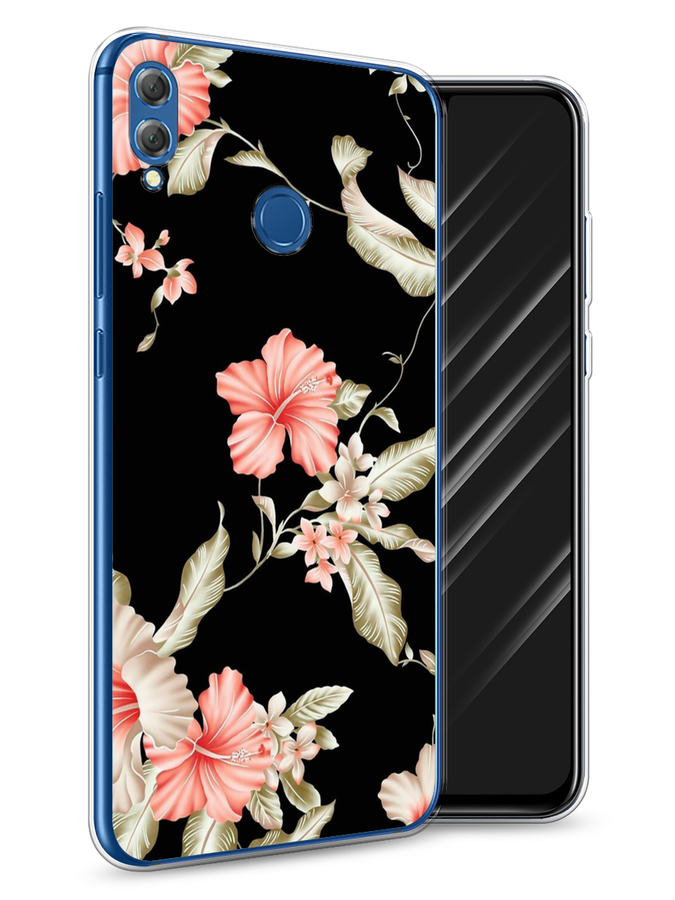 

Чехол Awog на Honor 8X "Цветы для черном", Черный;розовый, 66750-8