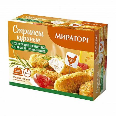 

Стрипсы куриные Мираторг с сыром и розмарином замороженные 340 г