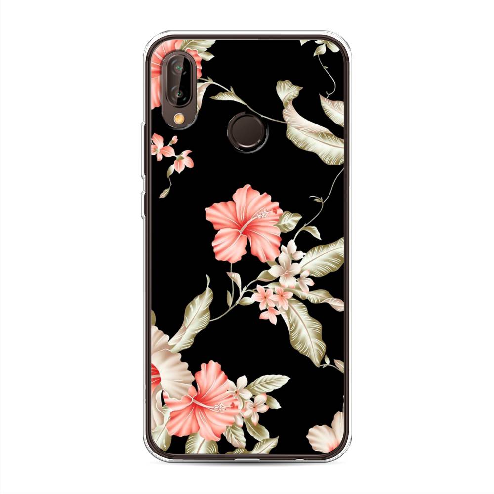 

Чехол Awog на Huawei Nova 3 "Цветы для черном", Черный;розовый, 66150-8