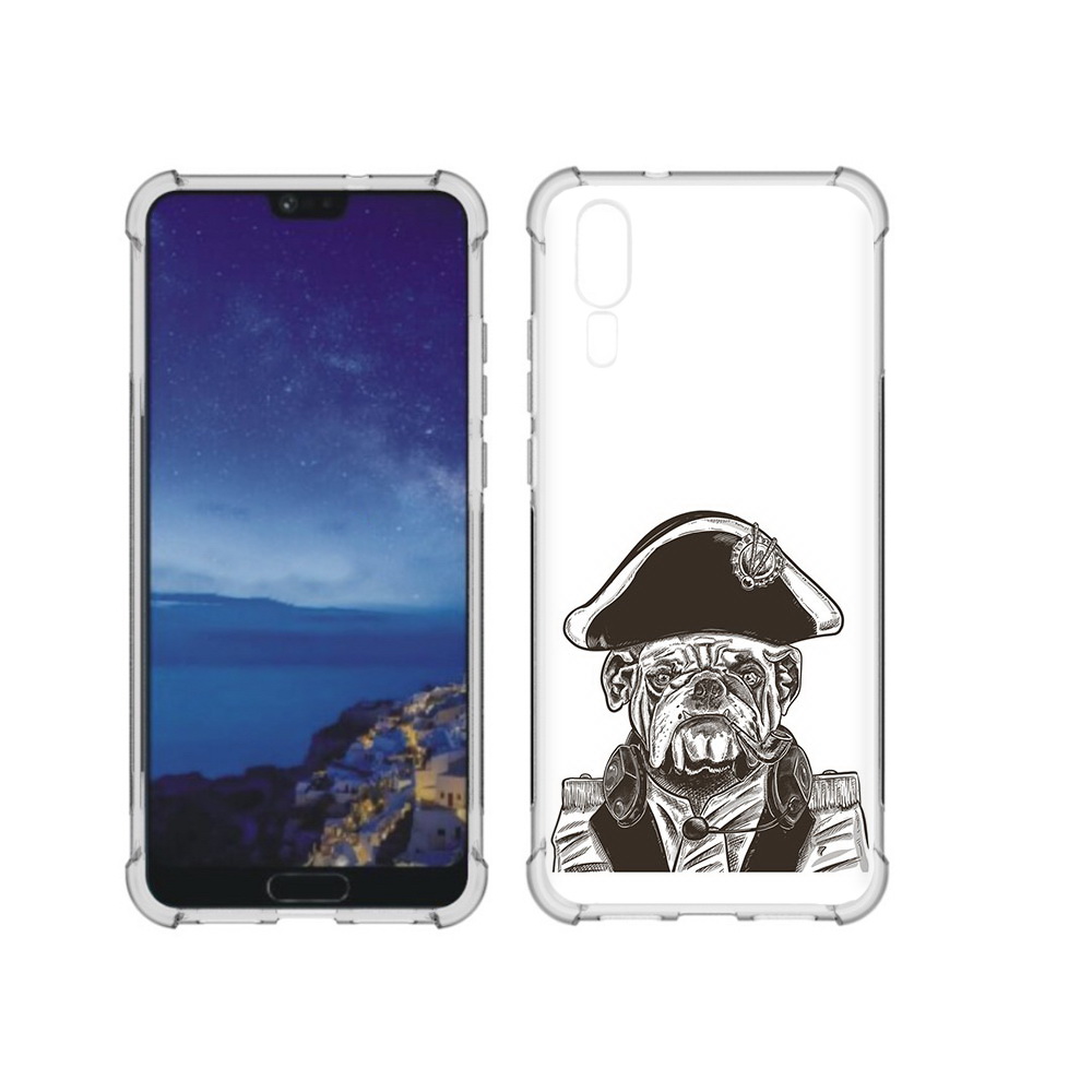

Чехол MyPads Tocco для Huawei P20 мопс генерал (PT108006.52.483), Прозрачный, Tocco