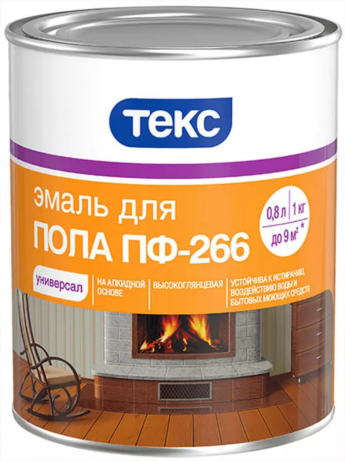 

ТЕКС эмаль ПФ-266 для деревянных полов красно-коричневая (1кг) КЛАСС УНИВЕРСАЛ