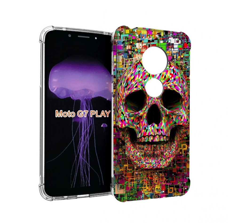 

Чехол MyPads череп красочные цвета для Motorola Moto G7 Play, Прозрачный, Tocco