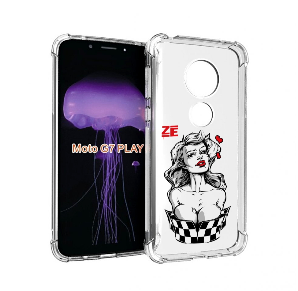 

Чехол MyPads черно белая девушка с красными губами женский для Motorola Moto G7 Play, Прозрачный, Tocco