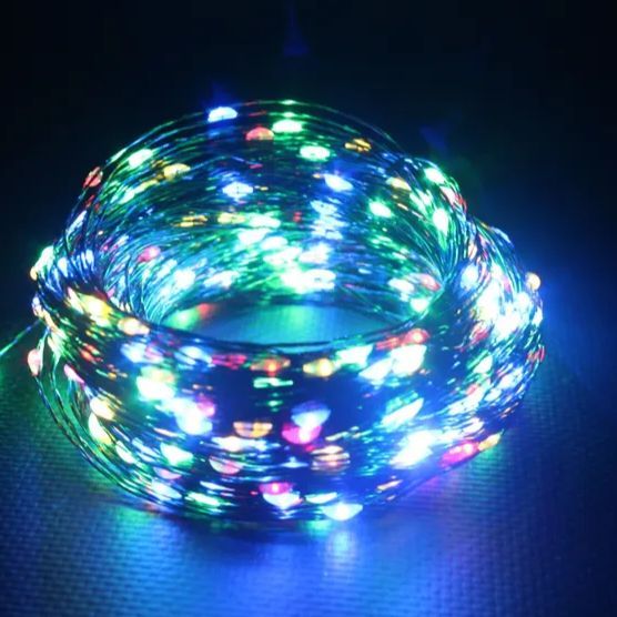 

Новогодняя гирлянда линейная LED 500L роса разноцветная на зелёной леске 50м