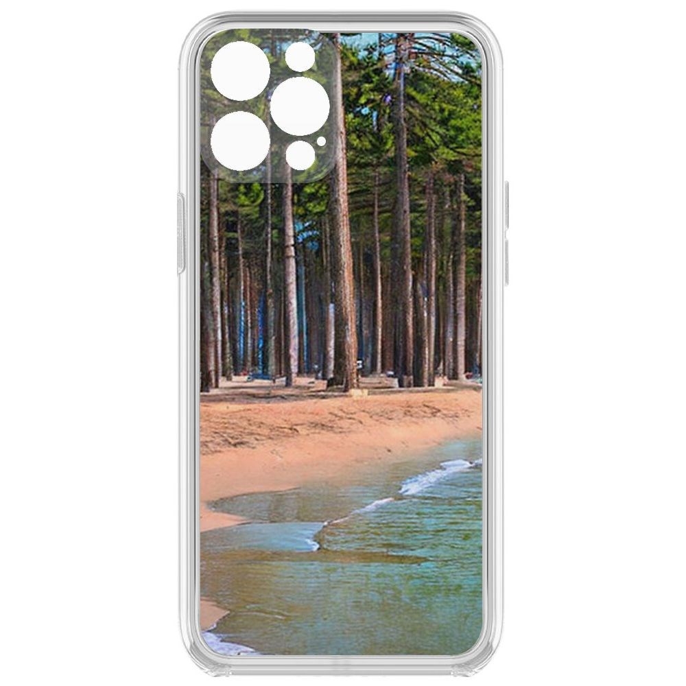 

Чехол-накладка Krutoff Clear Case Сосновый пляж для iPhone 12 Pro с защитой камеры, Прозрачный