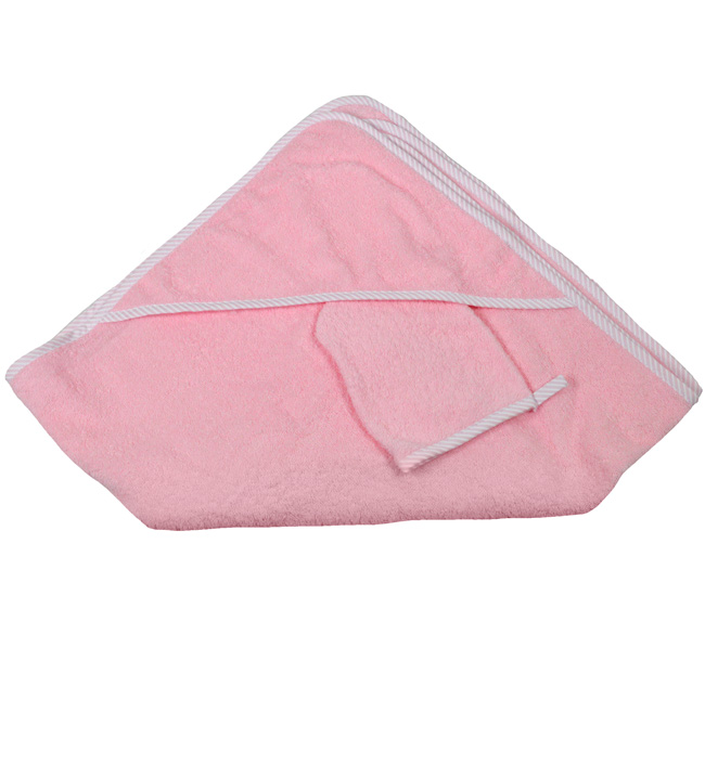 Набор для купания Italbaby махровое полотенце, мочалка, розовый 100*100 см