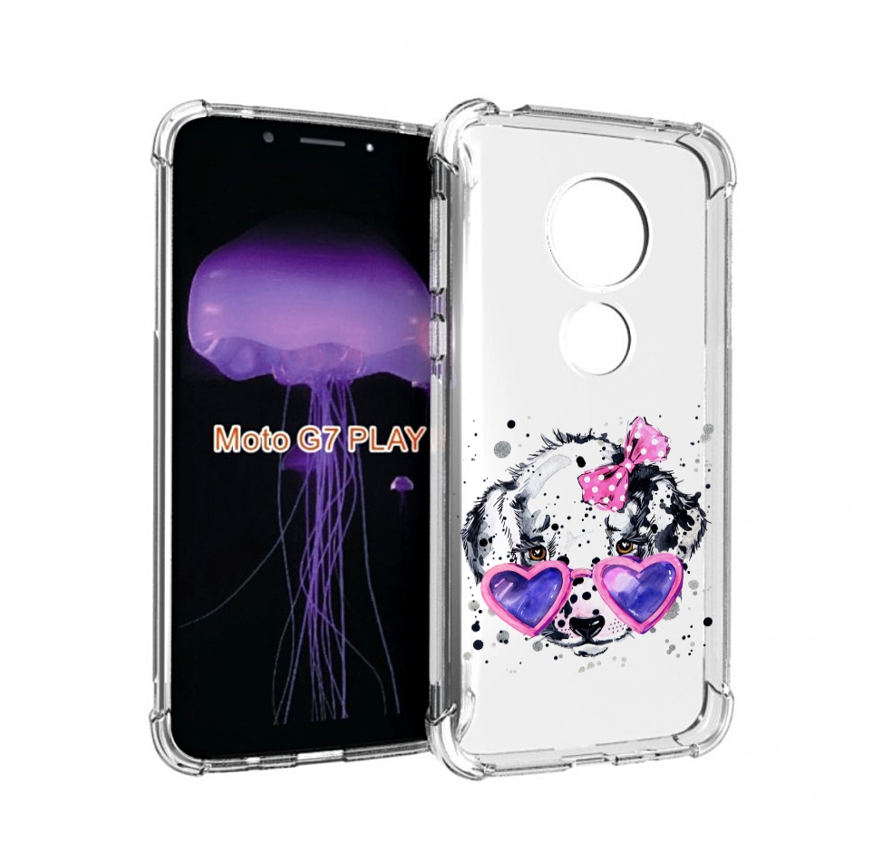 

Чехол MyPads долматинец в очках для Motorola Moto G7 Play, Прозрачный, Tocco