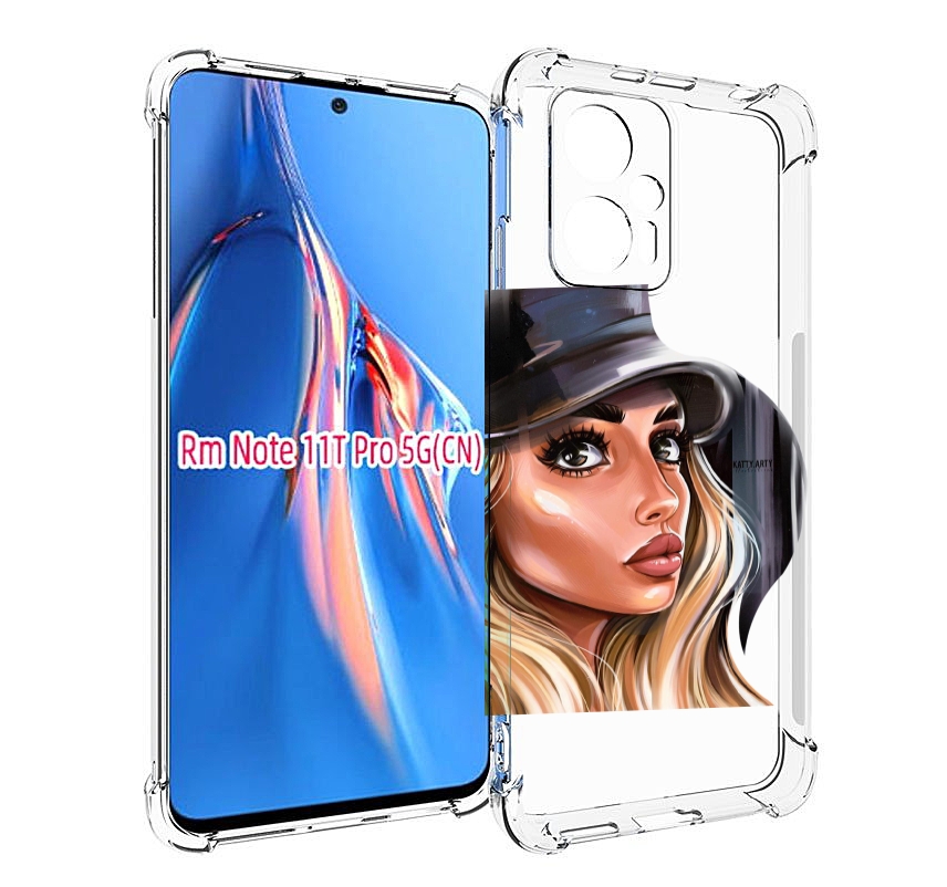 

Чехол MyPads Девушка-в-шляпе женский для Xiaomi Redmi Note 11T Pro / 11T Pro Plus / Poc..., Прозрачный, Tocco