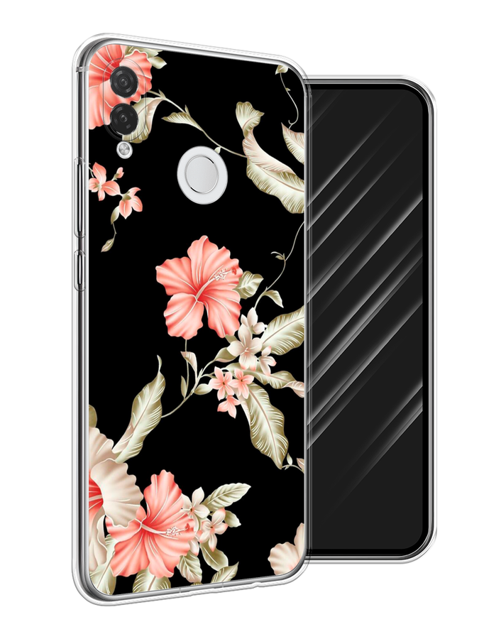 

Чехол Awog на Huawei P Smart Plus "Цветы для черном", Черный;розовый, 68250-8