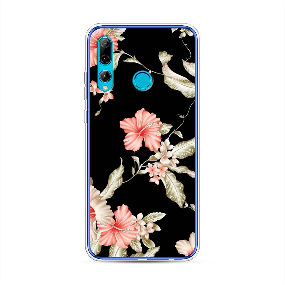 

Чехол Awog на Huawei P Smart Plus 2019 "Цветы для черном", Черный;розовый, 69250-8