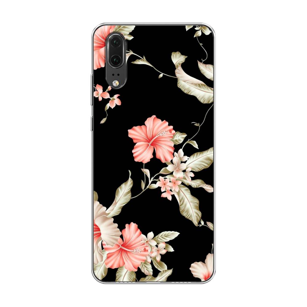 

Чехол Awog на Huawei P20 "Цветы для черном", Черный;розовый, 64350-8