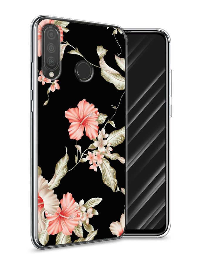 

Чехол Awog на Huawei P30 Lite "Цветы для черном", Черный;розовый, 67950-8