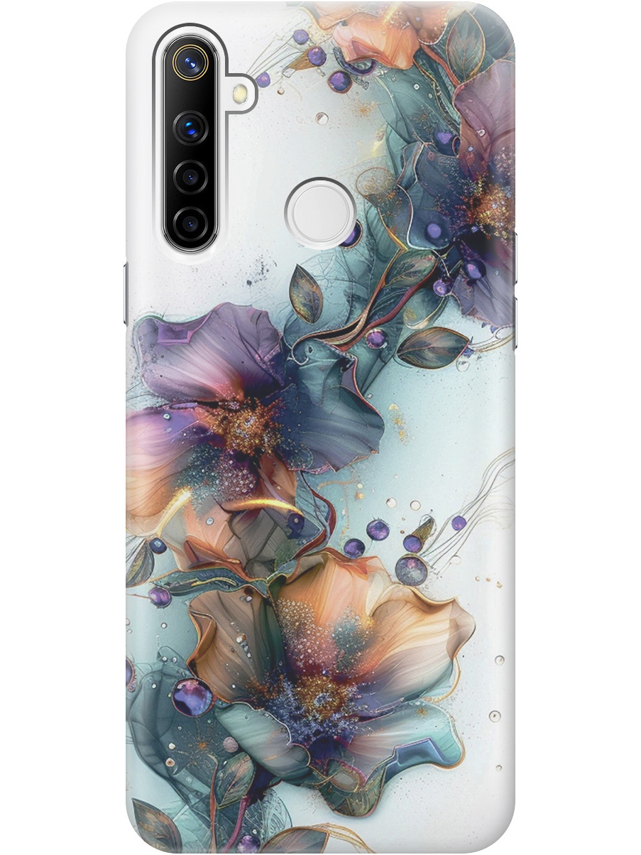 

Силиконовый чехол на Realme 5/6i/C3 с принтом "Мистические цветы", Прозрачный;белый;зеленый, 726149610