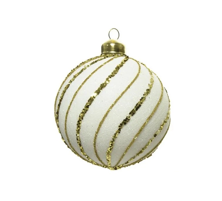 

Шар на ель 8 см бело-золотистый 1 шт.