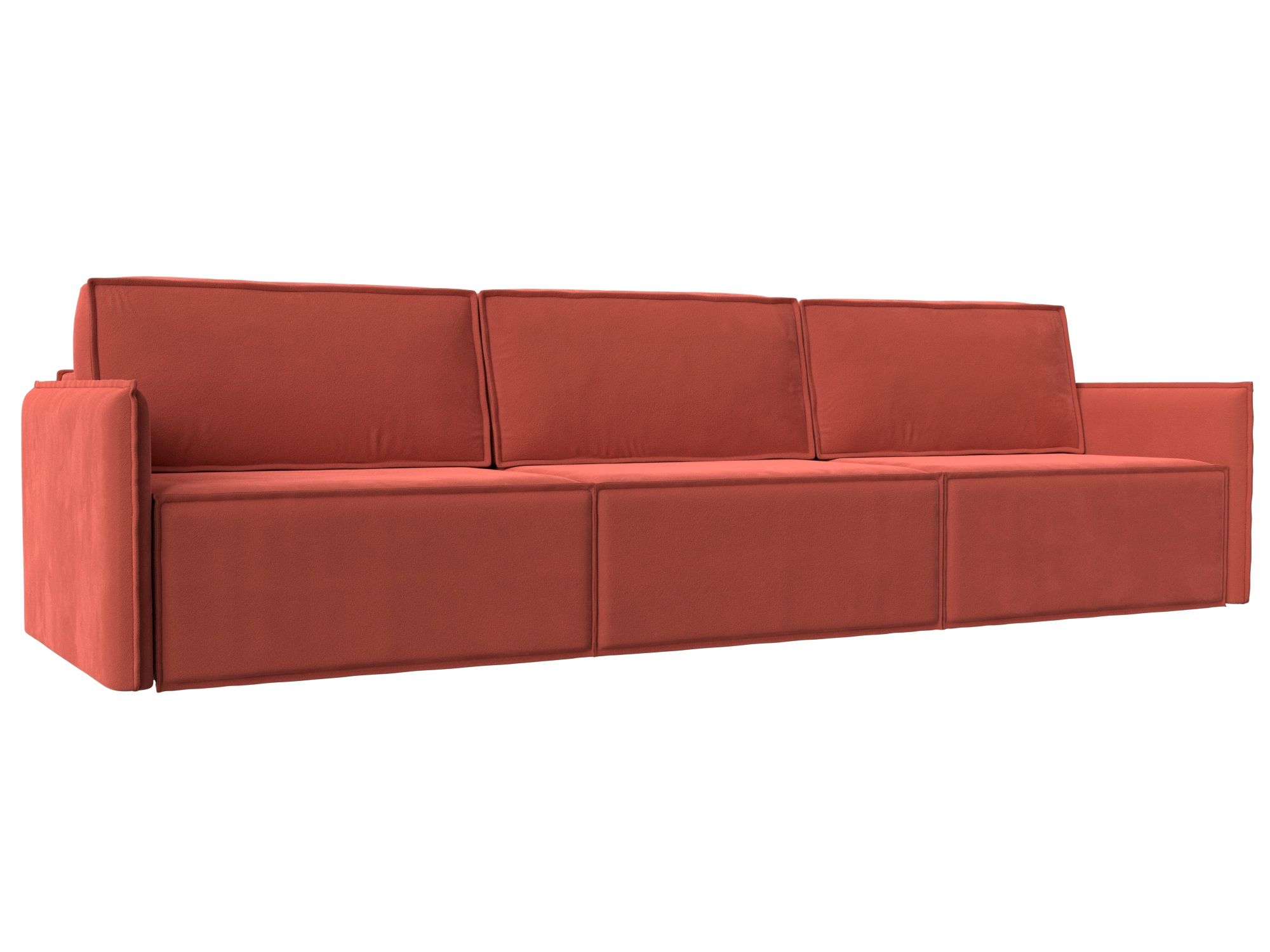 

Прямой диван Либерти лонг микровельвет коралловый, Прямой диван Либерти лонг